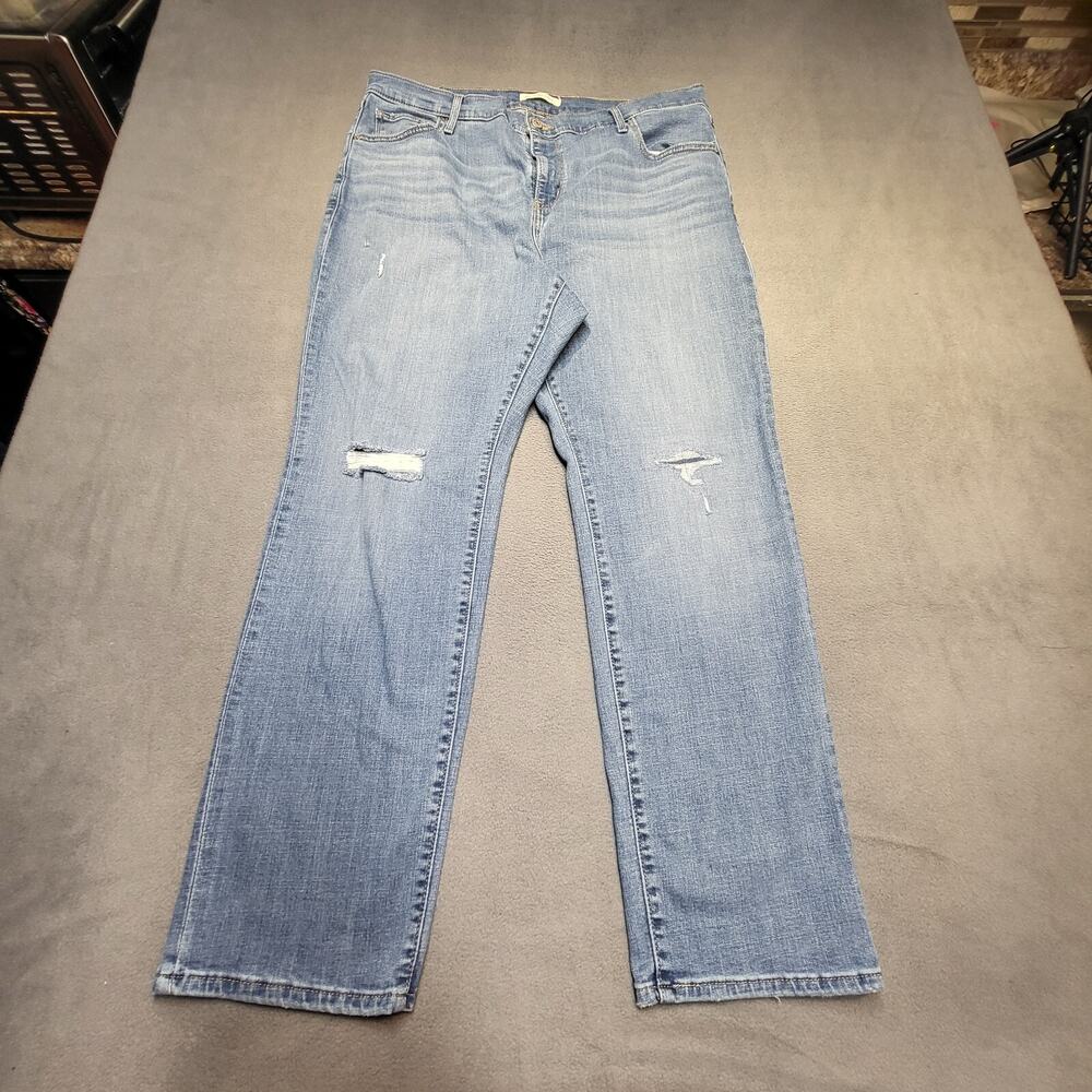Levis 724 Jeans Womens 20? Blue High Rise Straight Leg Distressed Stretch Denim